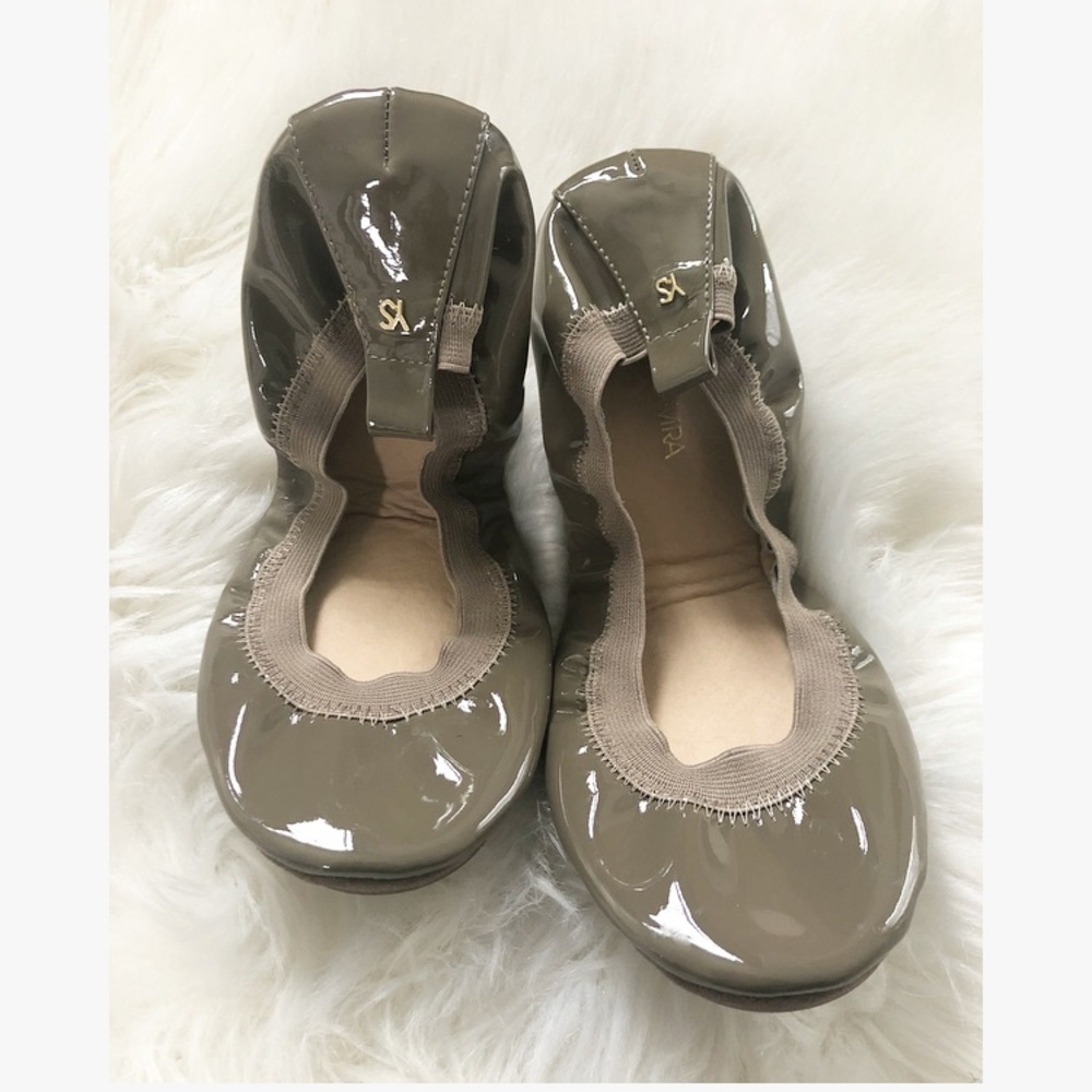 Yosi Samra Patent Olive Green Foldable Flats